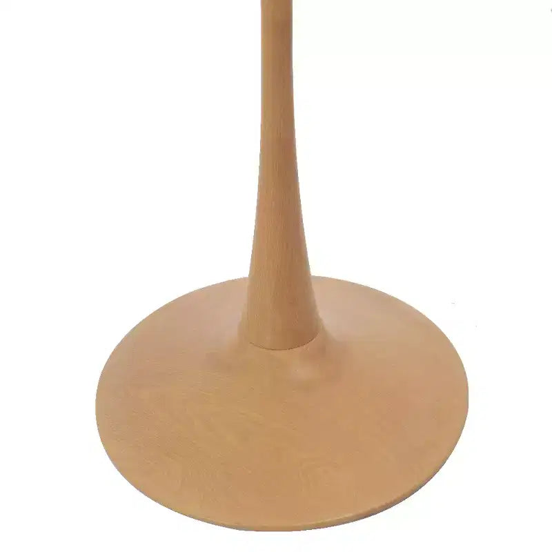 Tavolo da pranzo rotondo Bristol 40 con piano in pietra sinterizzata e base a piedistallo in acciaio con legno naturale per cucine e sale da pranzo moderne