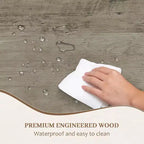 Tavolo da pranzo industriale grigio da 70,9" per 6-8 persone, tavolo da cucina rettangolare in legno con robuste gambe in metallo nero, superficie impermeabile, base a cavalletto moderna