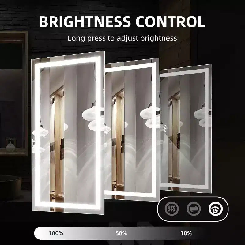 Specchio LED da Bagno, Grande Specchio Antiappannamento con 3 Temperature di Colore, Specchio da Parete Smart Dimmerabile, Specchio Moderno per Trucco con Controllo Touch