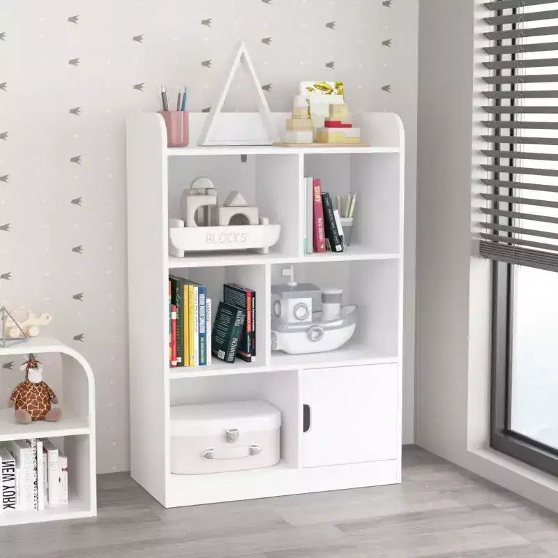 Libreria per Bambini, Scaffale con 6 Scomparti, Mensole Indipendenti e Organizzatore a Cubi, per Camera da Leto, Soggiorno, Ufficio, Armadio, Scuola, in Bianco