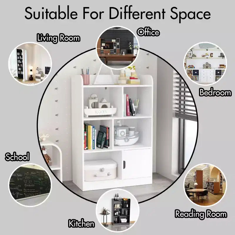 Libreria per Bambini, Scaffale con 6 Scomparti, Mensole Indipendenti e Organizzatore a Cubi, per Camera da Leto, Soggiorno, Ufficio, Armadio, Scuola, in Bianco