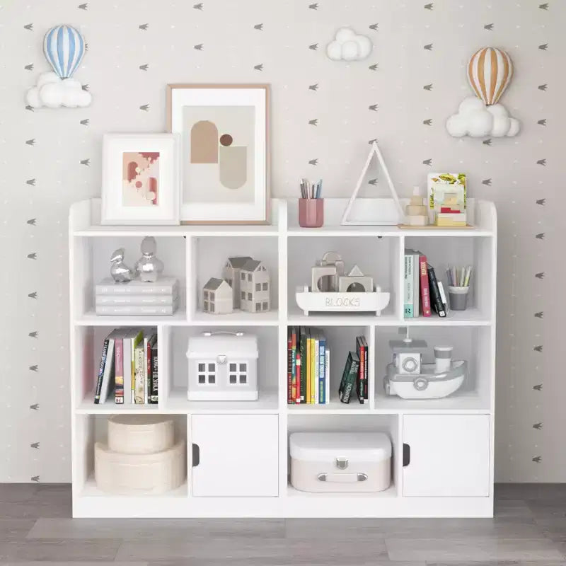 Libreria per Bambini, Scaffale con 6 Scomparti, Mensole Indipendenti e Organizzatore a Cubi, per Camera da Leto, Soggiorno, Ufficio, Armadio, Scuola, in Bianco