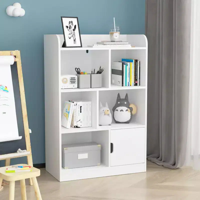 Libreria per Bambini, Scaffale con 6 Scomparti, Mensole Indipendenti e Organizzatore a Cubi, per Camera da Leto, Soggiorno, Ufficio, Armadio, Scuola, in Bianco