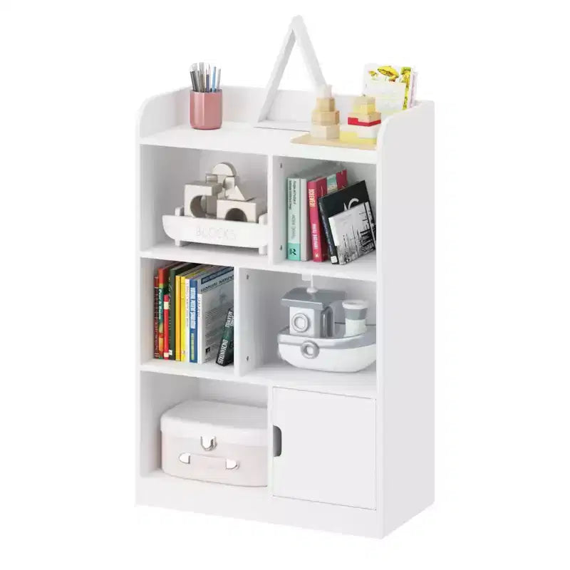 Libreria per Bambini, Scaffale con 6 Scomparti, Mensole Indipendenti e Organizzatore a Cubi, per Camera da Leto, Soggiorno, Ufficio, Armadio, Scuola, in Bianco
