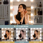 Toeletta con Specchio, Tavolo da Trucco con Sgabello e Stazione di Ricarica, Tavolino da Trucco con Cassetti e Ripiani Contenitori, 3 Modalità di Illuminazione