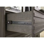 Comodino a 2 cassetti Arkenton con piano in marmo bianco - Comodino moderno da camera da letto, finitura in legno marrone-grigiastro