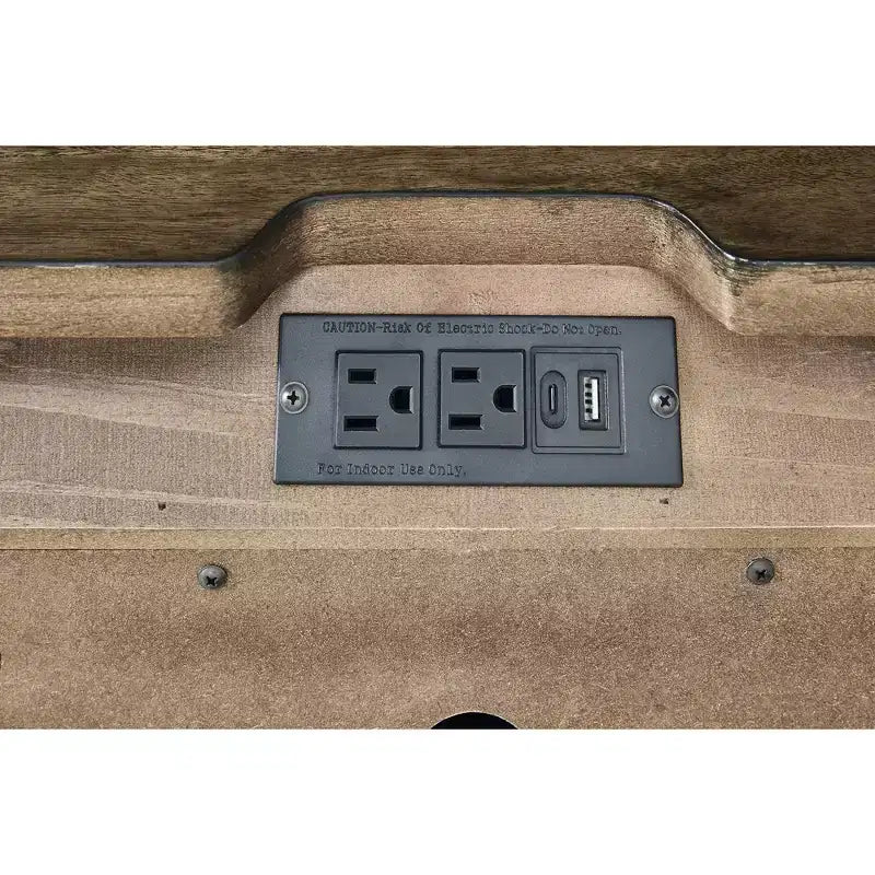 Comodino Sturlayne tradizionale con 3 cassetti, porta di ricarica USB, marrone