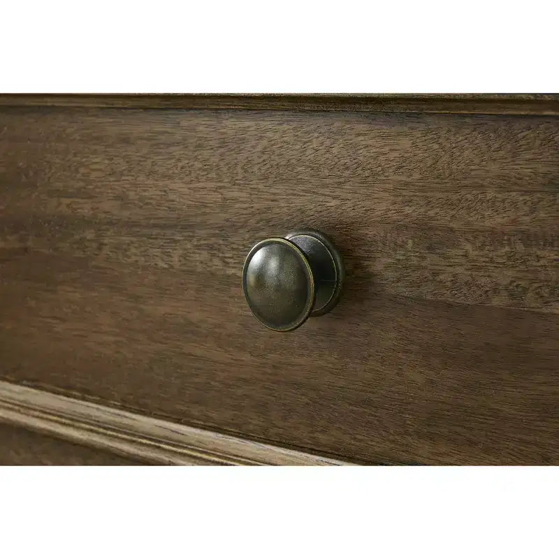 Comodino Sturlayne tradizionale con 3 cassetti, porta di ricarica USB, marrone