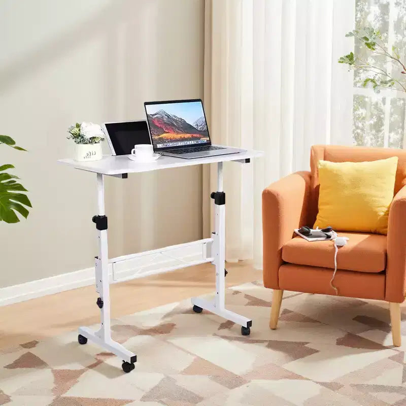 Scrivania Mobile Regolabile in Altezza, Scrivania Piccola con Ruote, Tavolo Portatile per Laptop, Scrivania per Computer Regolabile in Altezza per Ufficio Domestico