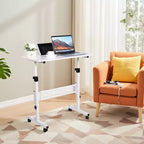 Scrivania Mobile Regolabile in Altezza, Scrivania Piccola con Ruote, Tavolo Portatile per Laptop, Scrivania per Computer Regolabile in Altezza per Ufficio Domestico