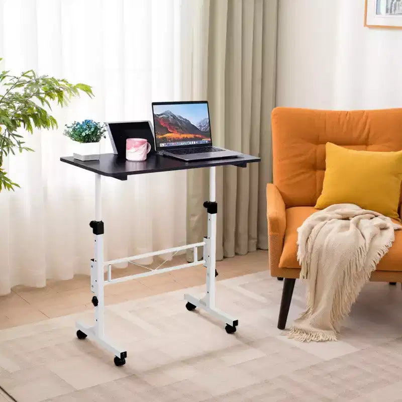 Scrivania Mobile Regolabile in Altezza, Scrivania Piccola con Ruote, Tavolo Portatile per Laptop, Scrivania per Computer Regolabile in Altezza per Ufficio Domestico