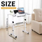 Scrivania Mobile Regolabile in Altezza, Scrivania Piccola con Ruote, Tavolo Portatile per Laptop, Scrivania per Computer Regolabile in Altezza per Ufficio Domestico