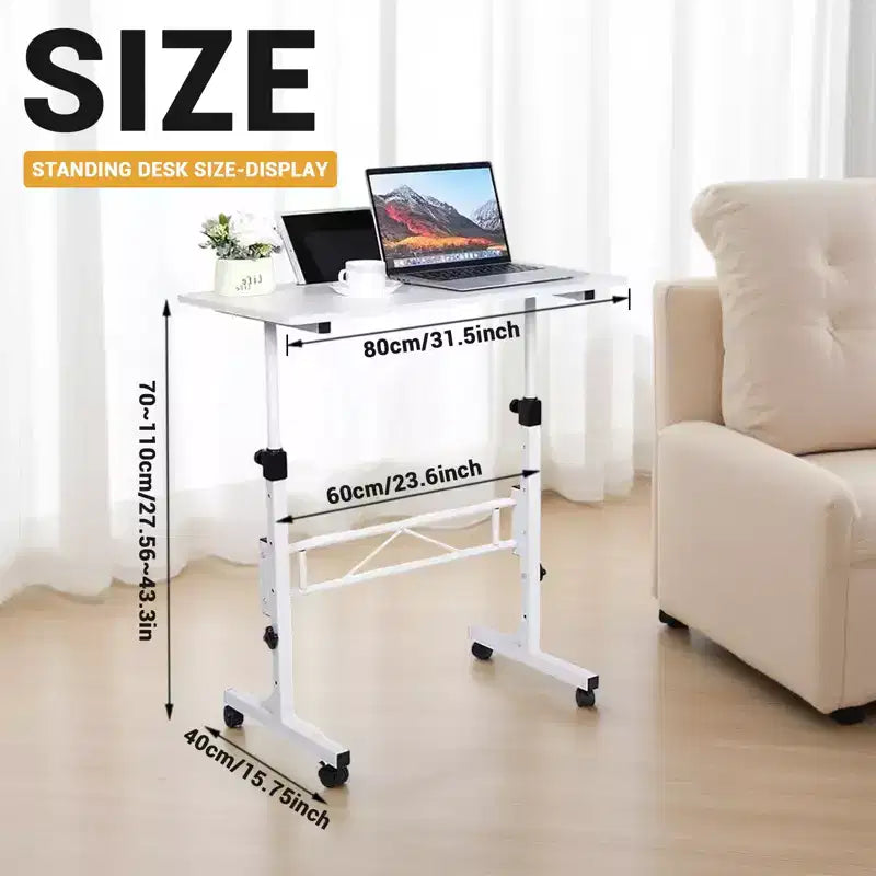 Scrivania Mobile Regolabile in Altezza, Scrivania Piccola con Ruote, Tavolo Portatile per Laptop, Scrivania per Computer Regolabile in Altezza per Ufficio Domestico
