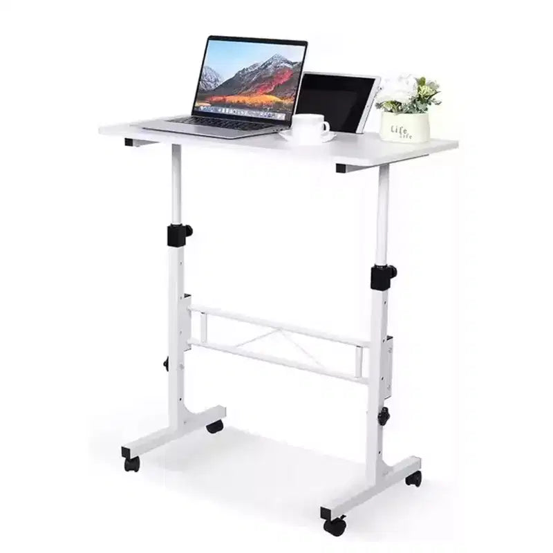 Scrivania Mobile Regolabile in Altezza, Scrivania Piccola con Ruote, Tavolo Portatile per Laptop, Scrivania per Computer Regolabile in Altezza per Ufficio Domestico