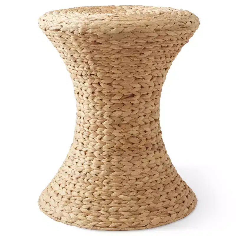 Casafield Hourglass Accent Table - Natural, Water Hyacinth Side Table, Woven Boho Wicker End Table for Living Room, Bedroom, Entryway