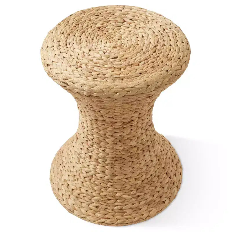 Tavolino d'appoggio clessidra - Naturale, Tavolino in giacinto d'acqua, Tavolino intrecciato in vimini Boho per soggiorno, camera da letto, ingresso