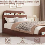 Struttura letto singola, letti in legno con testiera contenitore e pediera rialzata per bambini, letto a piattaforma bassa Twin-Floor per camera da letto, nessuna necessità di rete a molle