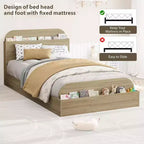 Struttura letto singola, letti in legno con testiera contenitore e pediera rialzata per bambini, letto a piattaforma bassa Twin-Floor per camera da letto, nessuna necessità di rete a molle