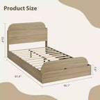 Struttura letto singola, letti in legno con testiera contenitore e pediera rialzata per bambini, letto a piattaforma bassa Twin-Floor per camera da letto, nessuna necessità di rete a molle