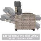 Sedia reclinabile da esterno, sedia reclinabile in rattan da patio con pompa ad aria, schienale e poggiapiedi regolabili, reclinabile a 150°, sedia reclinabile da esterno in vimini, grigio