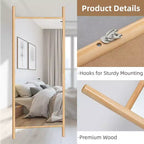 Specchio con cornice in legno massiccio a scala da 31 pollici L x 71 pollici A, in marrone