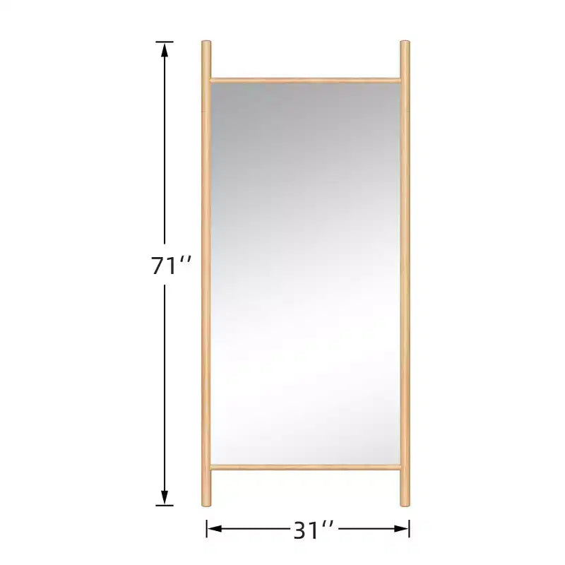Specchio con cornice in legno massiccio a scala da 31 pollici L x 71 pollici A, in marrone