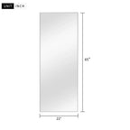 Specchio da parete a figura intera con cornice in metallo rettangolare, 21 pollici di larghezza x 64 pollici di altezza, specchio autoportante color argento