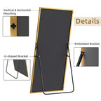 Specchio a figura intera rettangolare 59x28 con bordo sottile in alluminio e angoli retti, con supporto