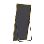 Specchio a figura intera rettangolare 59x28 con bordo sottile in alluminio e angoli retti, con supporto