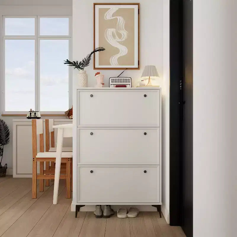 MAYEERTY Shoe Racks with 3 Flip Drawera Entrance Shoe Cabinet Hidden Shoe Cabinet with Independent Legs