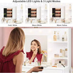 Toeletta da 61 pollici con specchio e luci, toeletta con 8 ampi cassetti portaoggetti e 3 modalità di illuminazione con luminosità regolabile per la camera da letto
