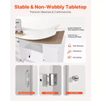 Tavolo da Cucito Pieghevole, Tavolo Multiuso per Macchina da Cucire con Armadietto, Design Compatto, Ruote, Pioli in Legno, Vaschette e Ripiano Portaoggetti, Bianco