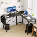 TUYOHW L-Shaped Computer Desk with X-Shaped Frame,50 Gaming Corner Office Desk with CPU Storage Shelf & Side Bag for Home Office,Study,Gaming