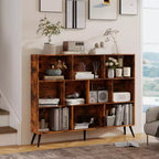 Scaffale a 10 cubi, libreria con ripiani a cubo in legno, organizer a 3 livelli in legno per soggiorno/ufficio, vetrina, contenitori decorativi per la casa
