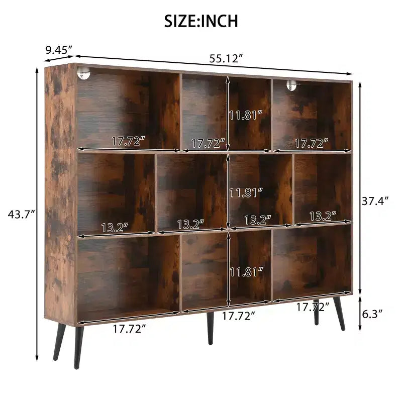 Scaffale a 10 cubi, libreria con ripiani a cubo in legno, organizer a 3 livelli in legno per soggiorno/ufficio, vetrina, contenitori decorativi per la casa