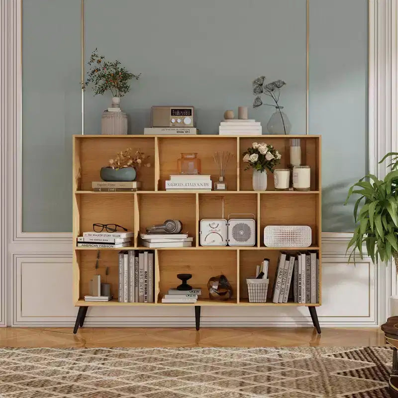 Scaffale a 10 cubi, libreria con ripiani a cubo in legno, organizer a 3 livelli in legno per soggiorno/ufficio, vetrina, contenitori decorativi per la casa