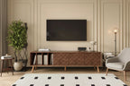 Clihome 70 Mid-Century Modern TV Stand, Media Console Table for TVs up to 80'', Entertainment Center with 5 Solid Wood Legs for Living Room