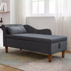 Chaise longue in velluto, con contenitore, chiodini decorativi, bracciolo arrotolato, per soggiorno, camera da letto, ufficio, beige