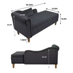 Chaise longue in velluto, con contenitore, chiodini decorativi, bracciolo arrotolato, per soggiorno, camera da letto, ufficio, beige