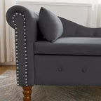 Chaise longue in velluto, con contenitore, chiodini decorativi, bracciolo arrotolato, per soggiorno, camera da letto, ufficio, beige