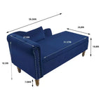 Chaise longue in velluto, con contenitore, chiodini decorativi, bracciolo arrotolato, per soggiorno, camera da letto, ufficio, beige
