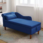 Chaise longue in velluto, con contenitore, chiodini decorativi, bracciolo arrotolato, per soggiorno, camera da letto, ufficio, beige