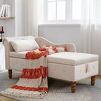 Chaise longue in velluto, con contenitore, chiodini decorativi, bracciolo arrotolato, per soggiorno, camera da letto, ufficio, beige
