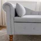 Chaise longue in velluto, con contenitore, chiodini decorativi, bracciolo arrotolato, per soggiorno, camera da letto, ufficio, beige