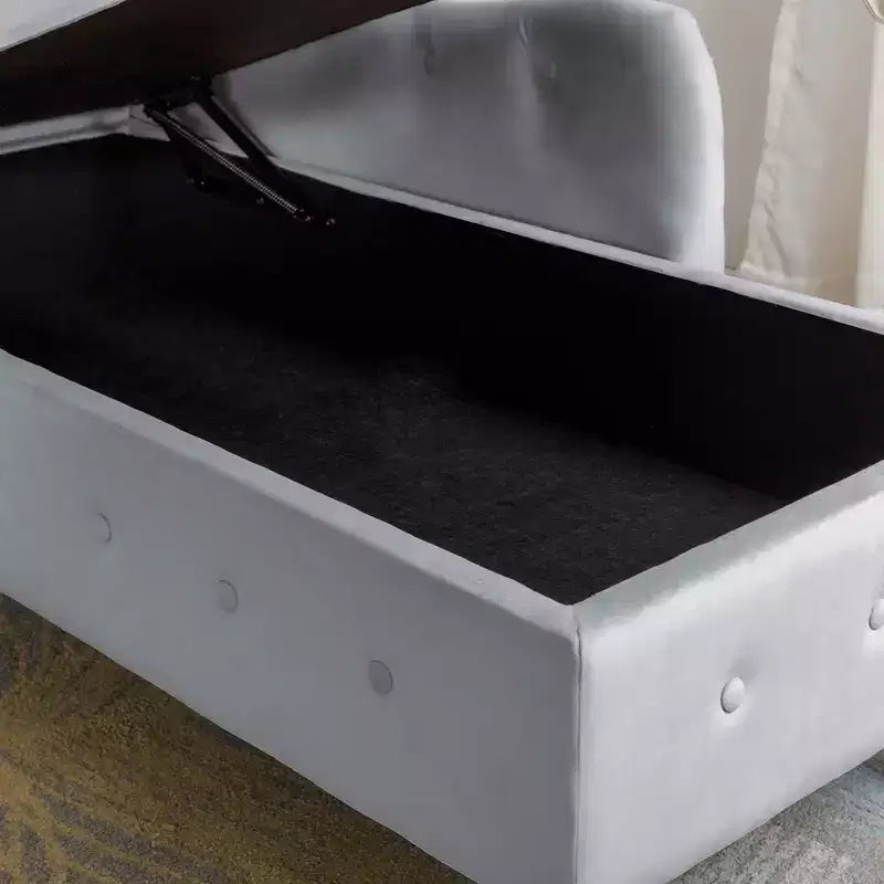 Chaise longue in velluto, con contenitore, chiodini decorativi, bracciolo arrotolato, per soggiorno, camera da letto, ufficio, beige