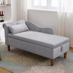 Chaise longue in velluto, con contenitore, chiodini decorativi, bracciolo arrotolato, per soggiorno, camera da letto, ufficio, beige