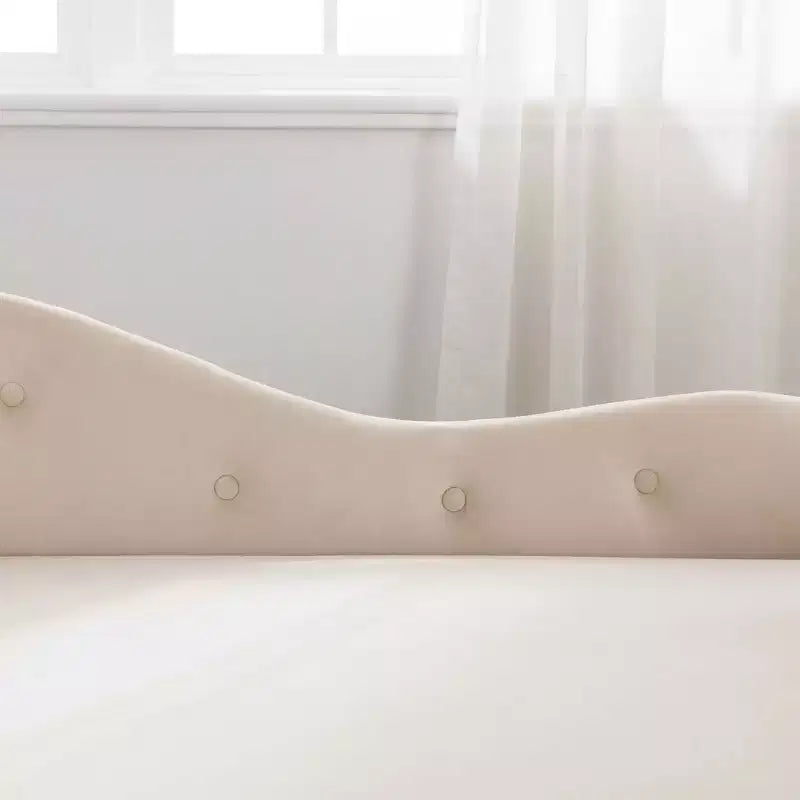 Chaise longue in velluto, con contenitore, chiodini decorativi, bracciolo arrotolato, per soggiorno, camera da letto, ufficio, beige