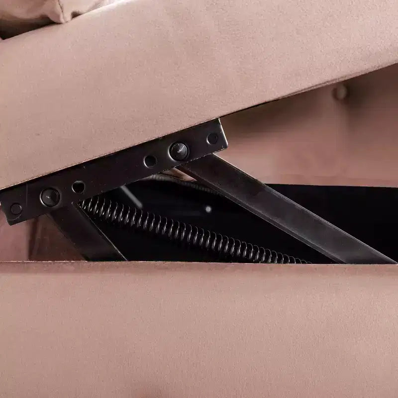 Chaise longue in velluto, con contenitore, chiodini decorativi, bracciolo arrotolato, per soggiorno, camera da letto, ufficio, beige