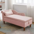 Chaise longue in velluto, con contenitore, chiodini decorativi, bracciolo arrotolato, per soggiorno, camera da letto, ufficio, beige