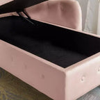 Chaise longue in velluto, con contenitore, chiodini decorativi, bracciolo arrotolato, per soggiorno, camera da letto, ufficio, beige
